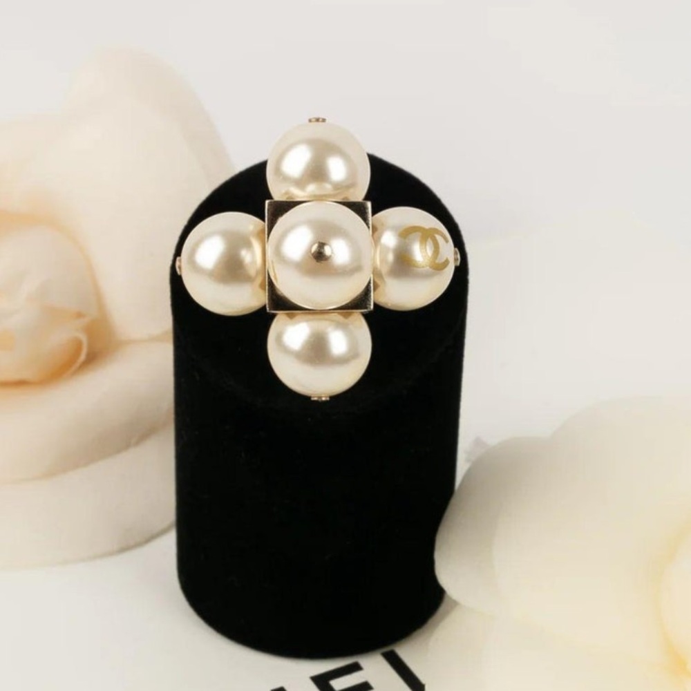 Chanel Gold Metal and Pearl Ring, 2014